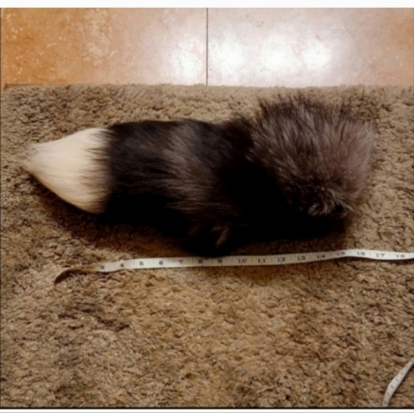Black and White  Fur  Fox Tail - Picture 1 of 3